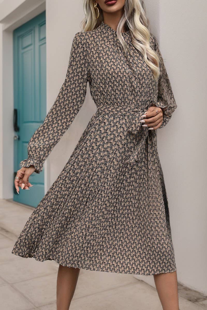 CWDMD4864_NEW GEOMETRIC PRINT DRESS FOR SPRING AND AUTUMN