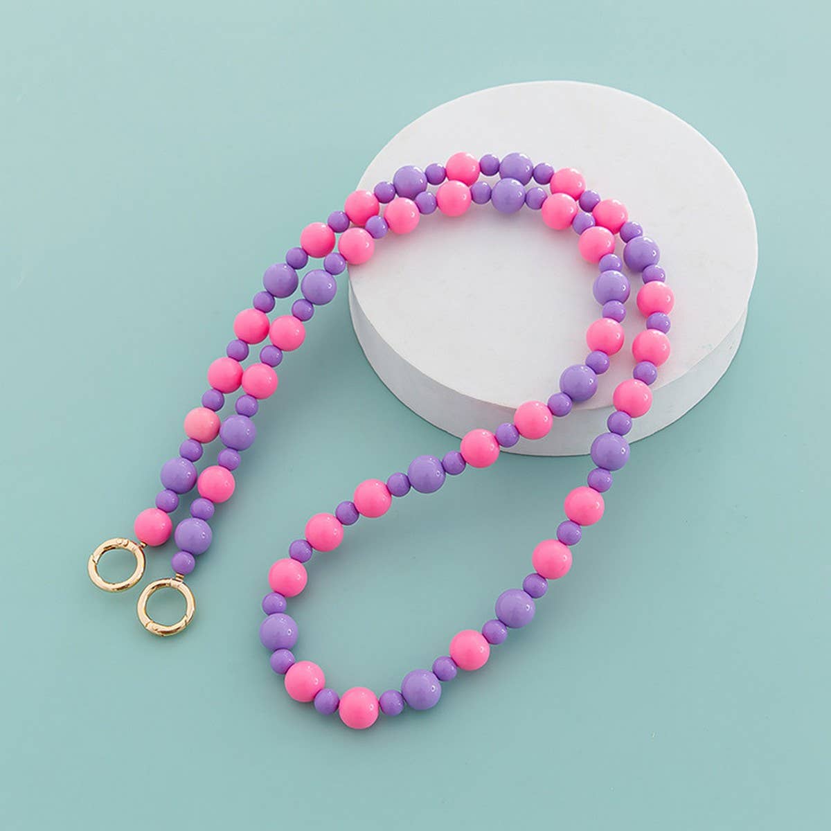 47.24"Macaron Color Round Bead Bag Chain_CWMM5107