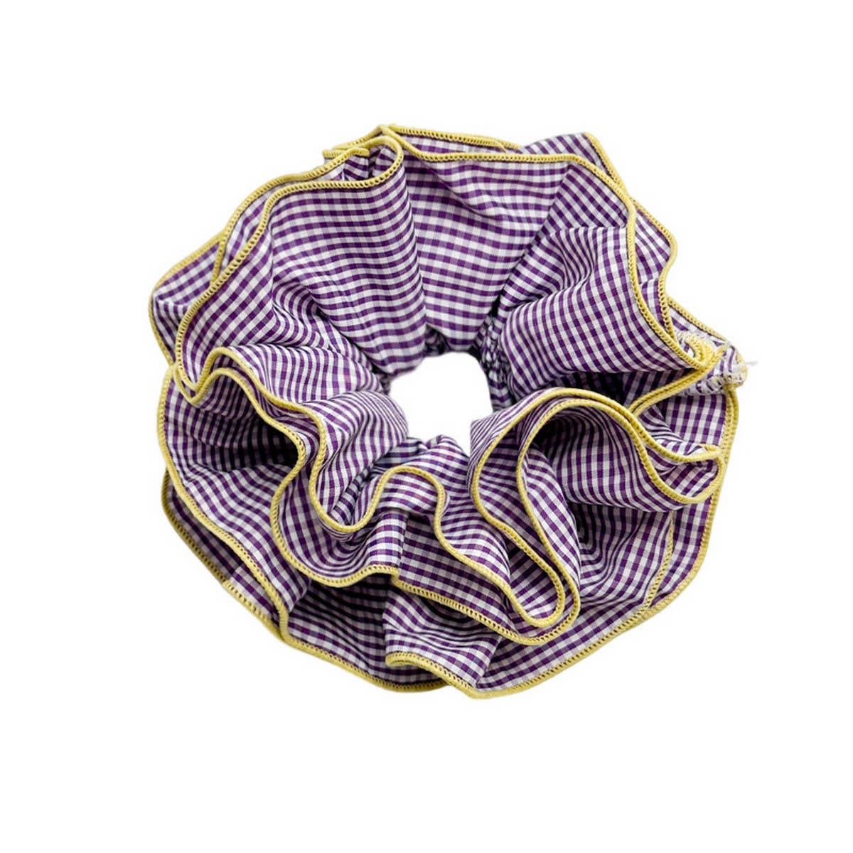 NICHE RETRO PLAID RUFFLED HAIR RING HAIR ROPE_CWAHA1352