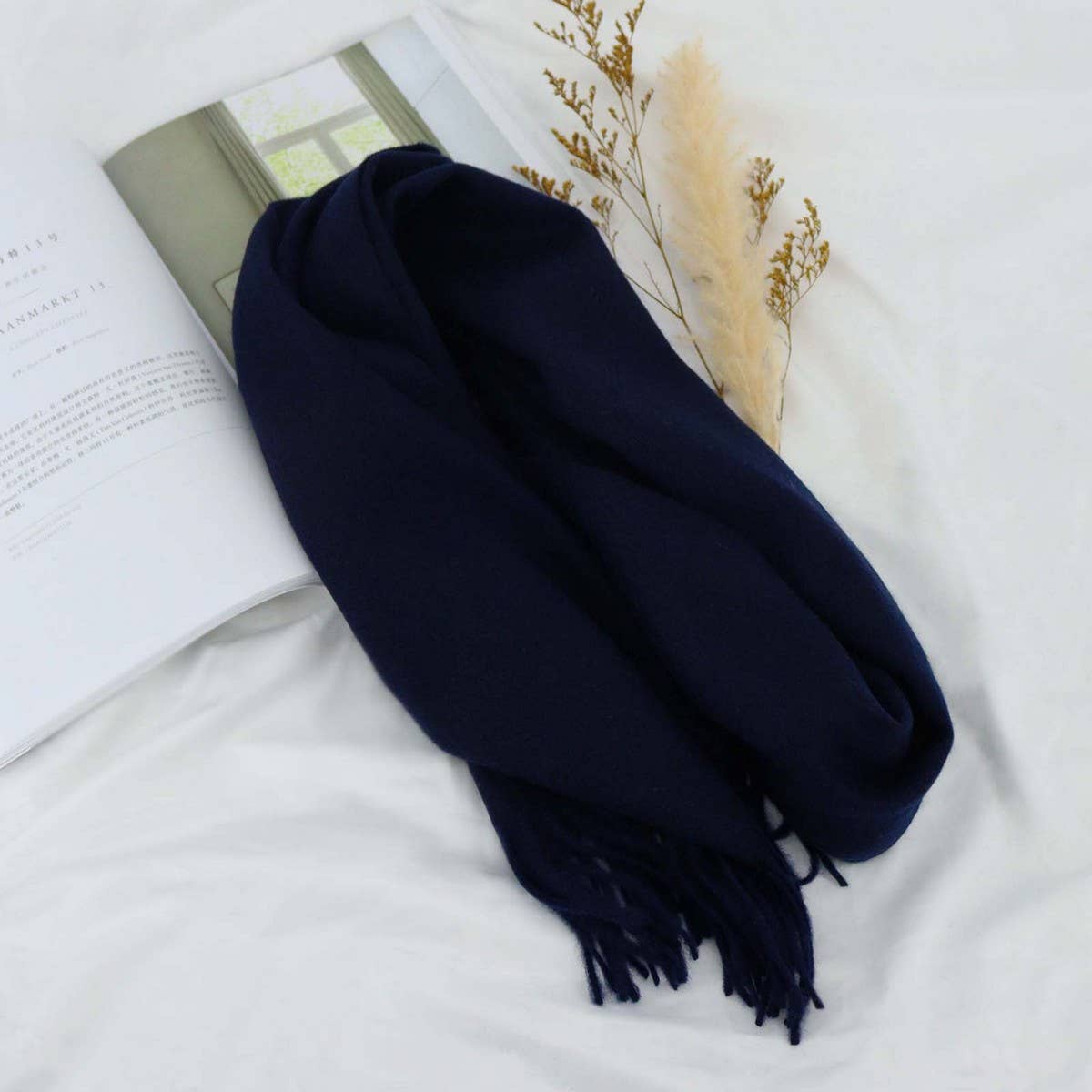 100% Wool Solid Scarf – Elegant Unisex Spring Wrap_CWASC1093