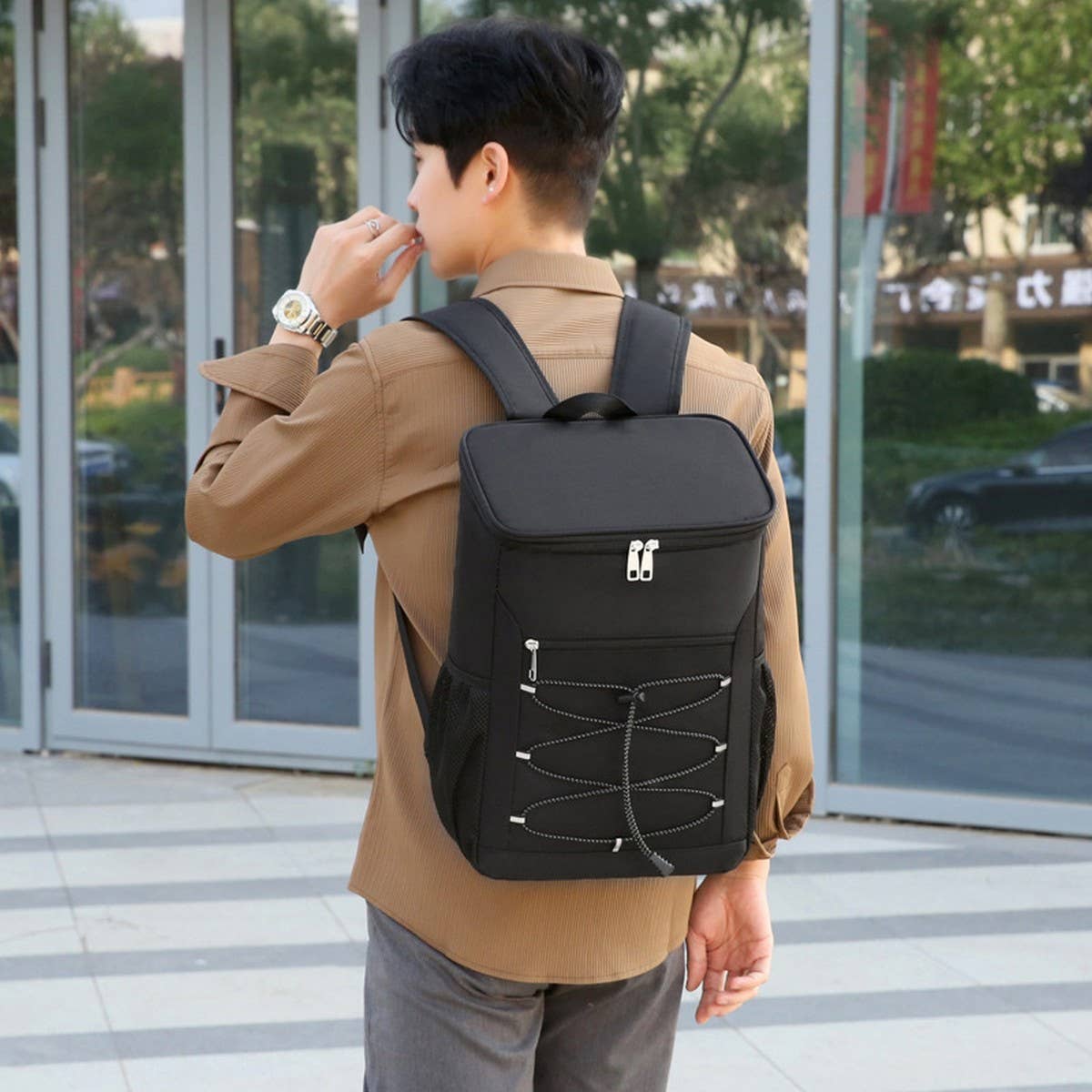 Oxford Insulated Lunch Backpack for Picnic Use_CWAB5428