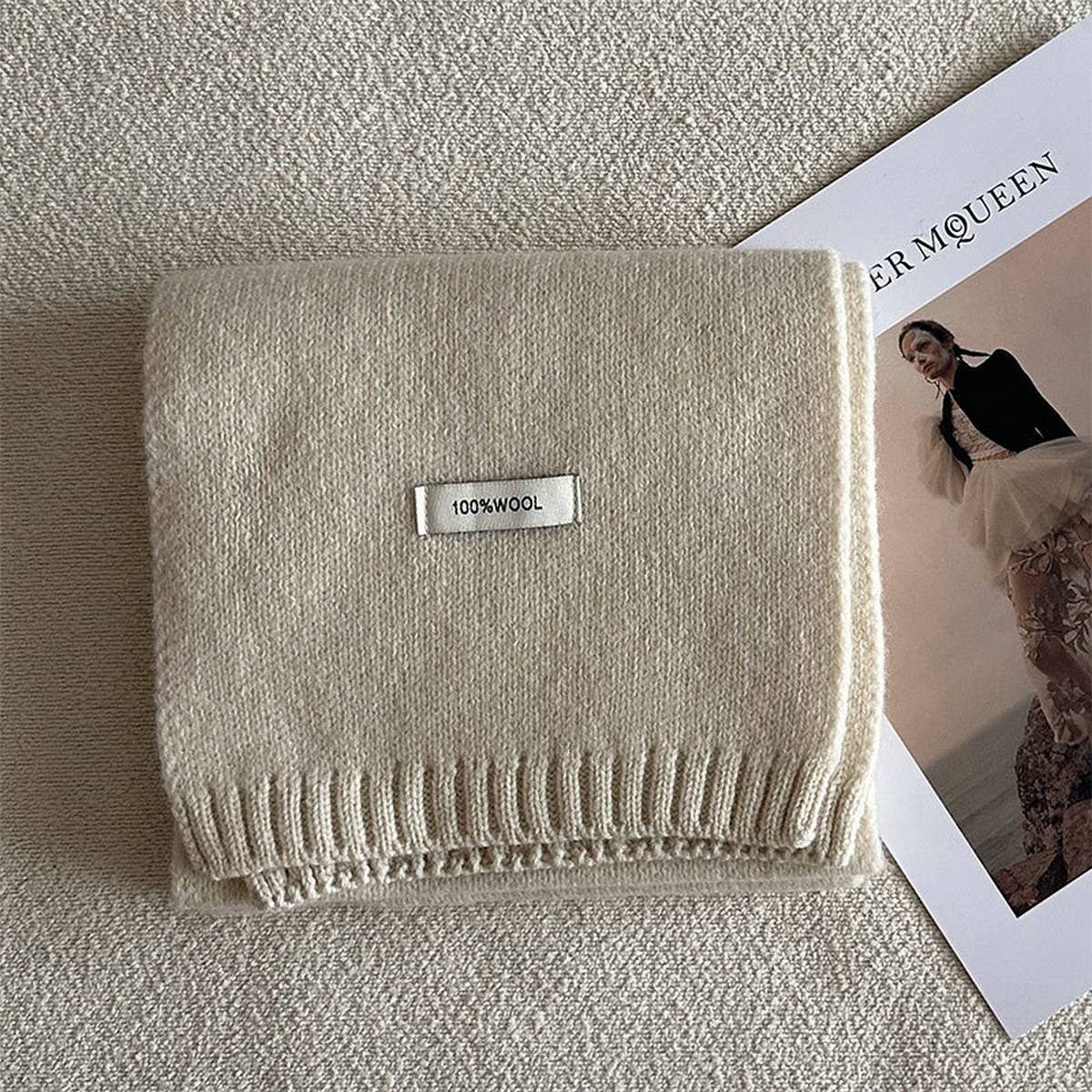 100% Wool Aurora Blue Knit Scarf - Soft & Warm_CWASC2285