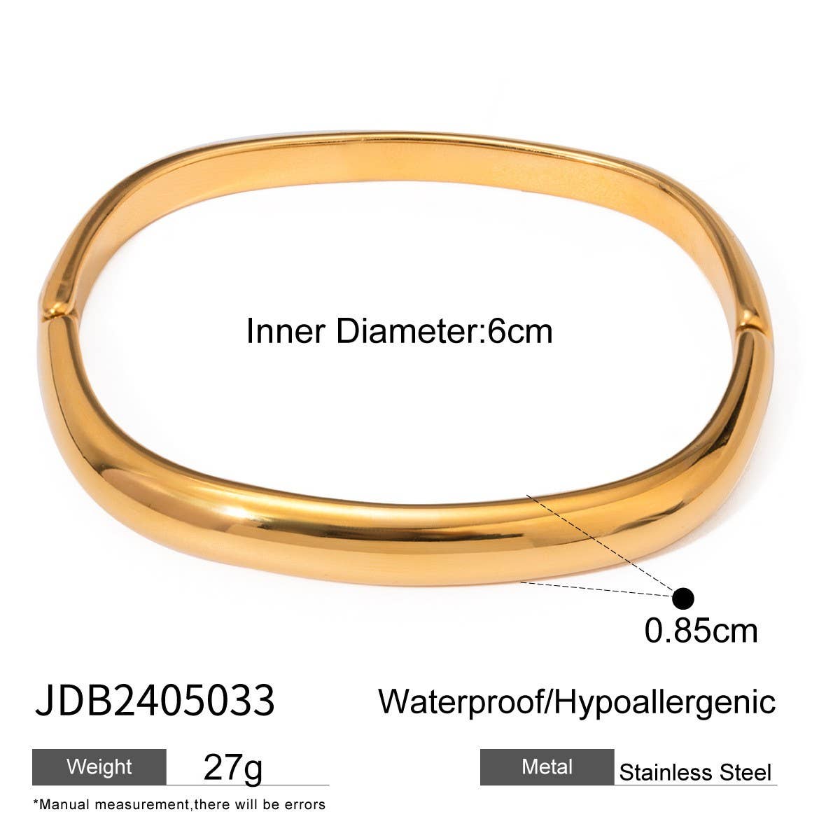 Bold Gold Open Cuff Bracelet in Stainless Steel_CWAJE4623