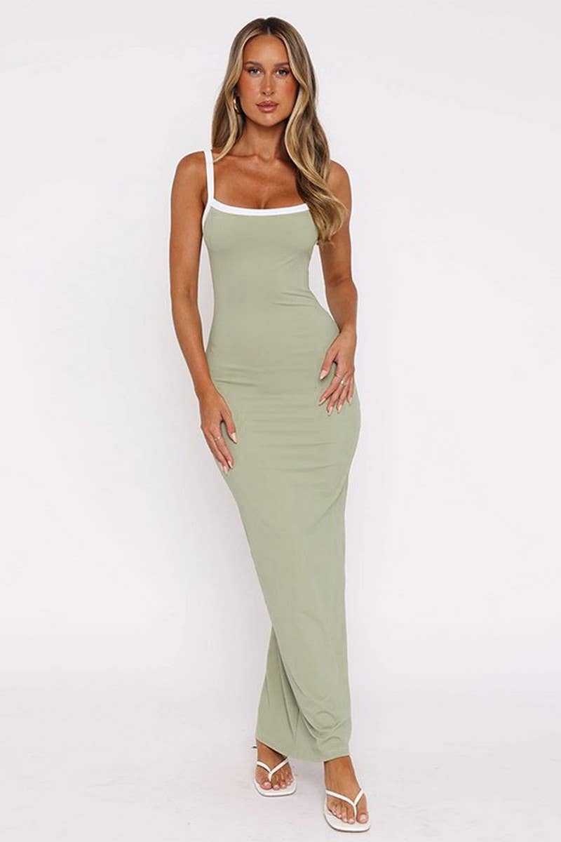 CWDMD5072_COLORBLOCK KNIT BACKLESS BODYCON MAXI DRESS