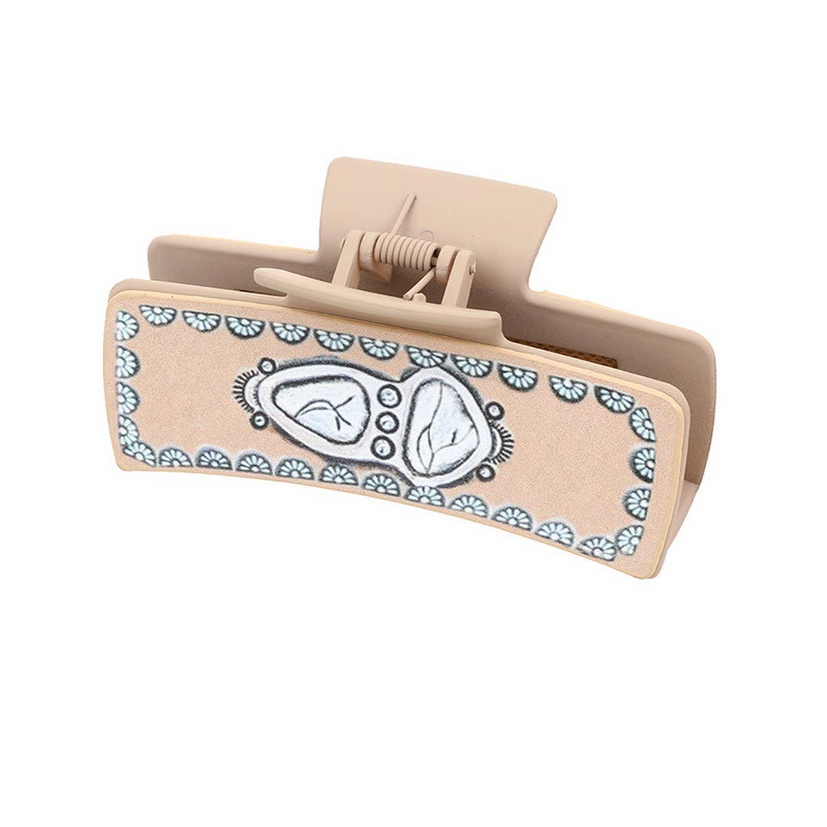 WESTERN COWBOY STYLE CACTUS LEATHER HAIRCLAW CLIPS