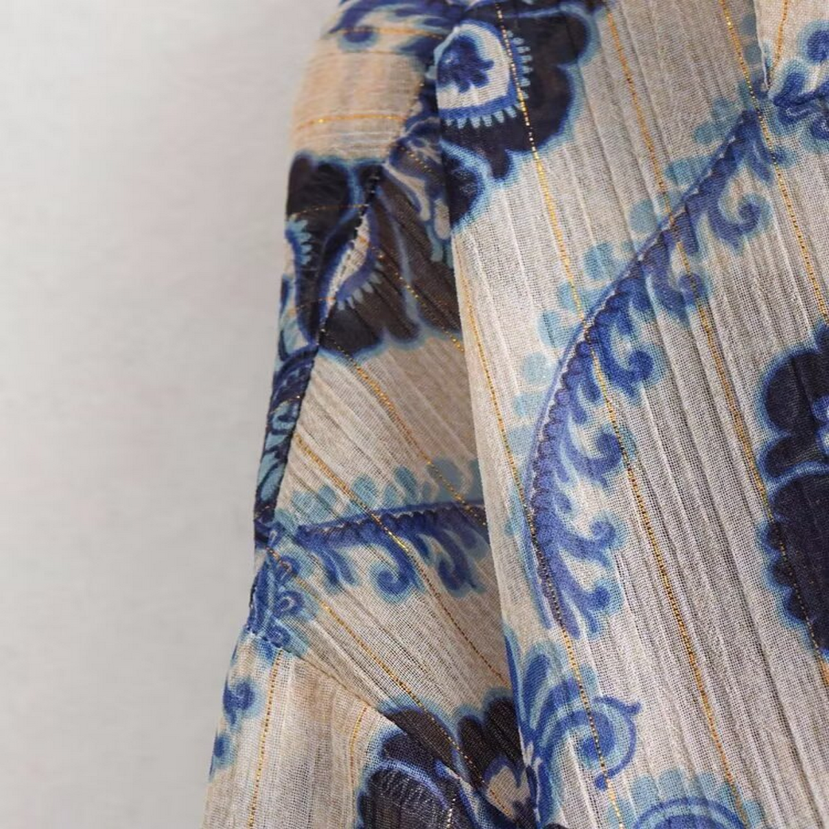 Metallic Print Blouse ? French Style Fall Top