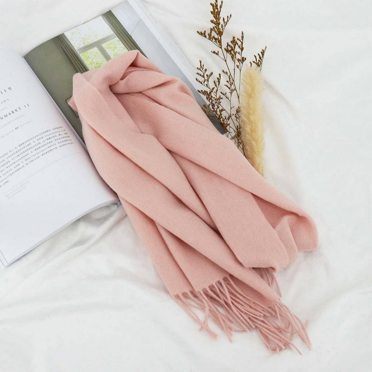 100% Wool Solid Scarf – Elegant Unisex Spring Wrap_CWASC1093
