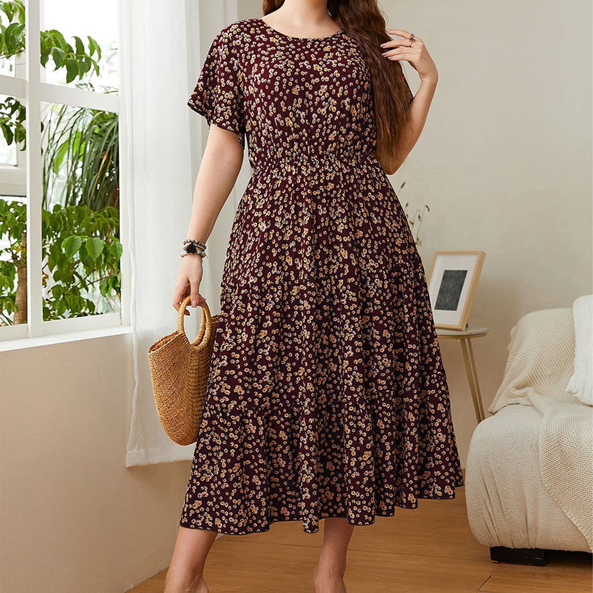 2025 Loose Floral Dress – Plus Size Casual Fit_CWDMD5961