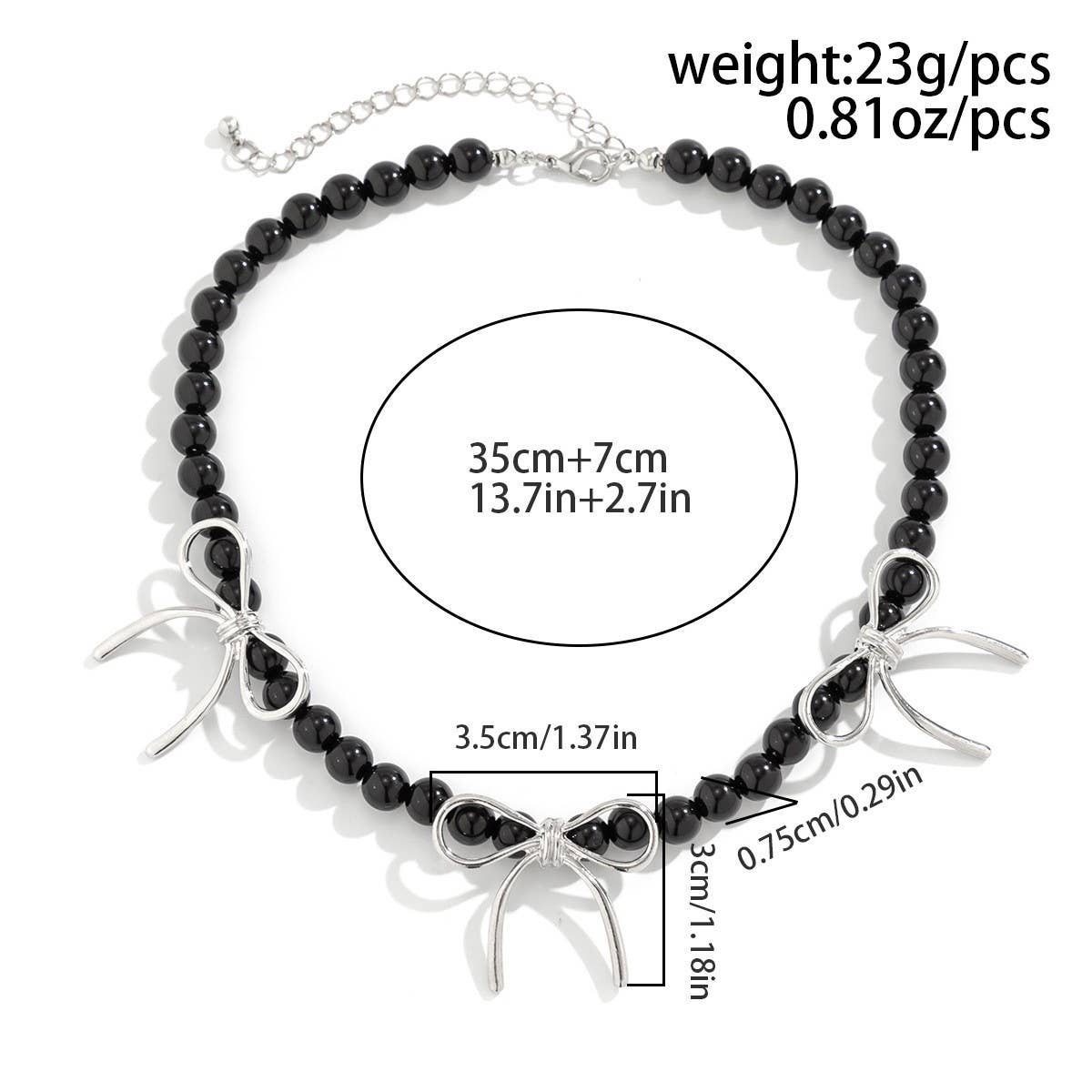 HOT SELLING BLACK BOW BEADED NECKLACE