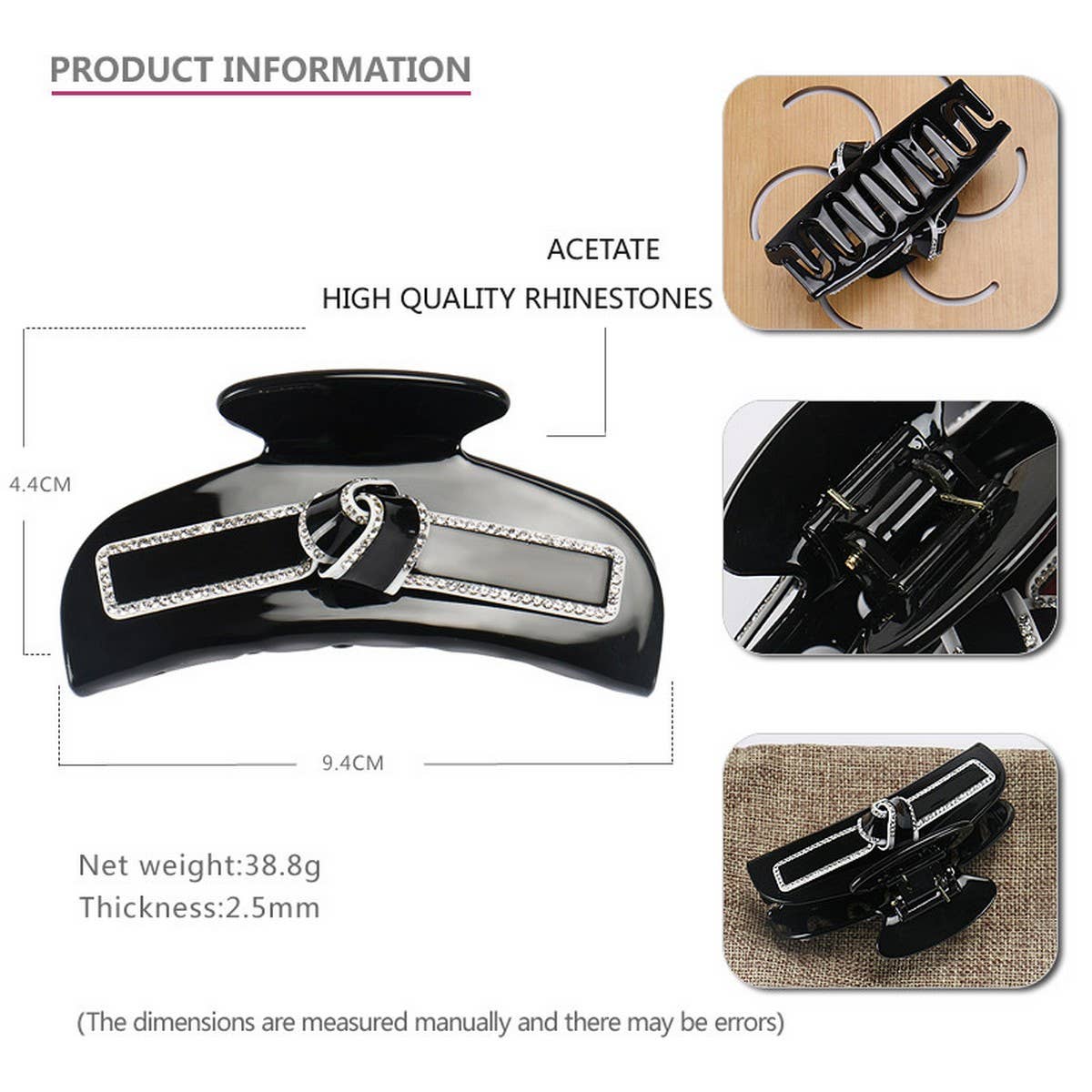 DIAMOND LARGE HAIR CLIP SHARK CLIP HAIR CLIP