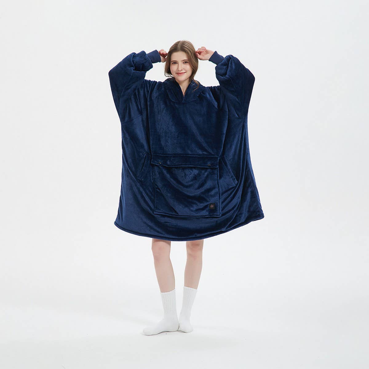 USB Heated Hoodie Blanket Double-Layer Flannel