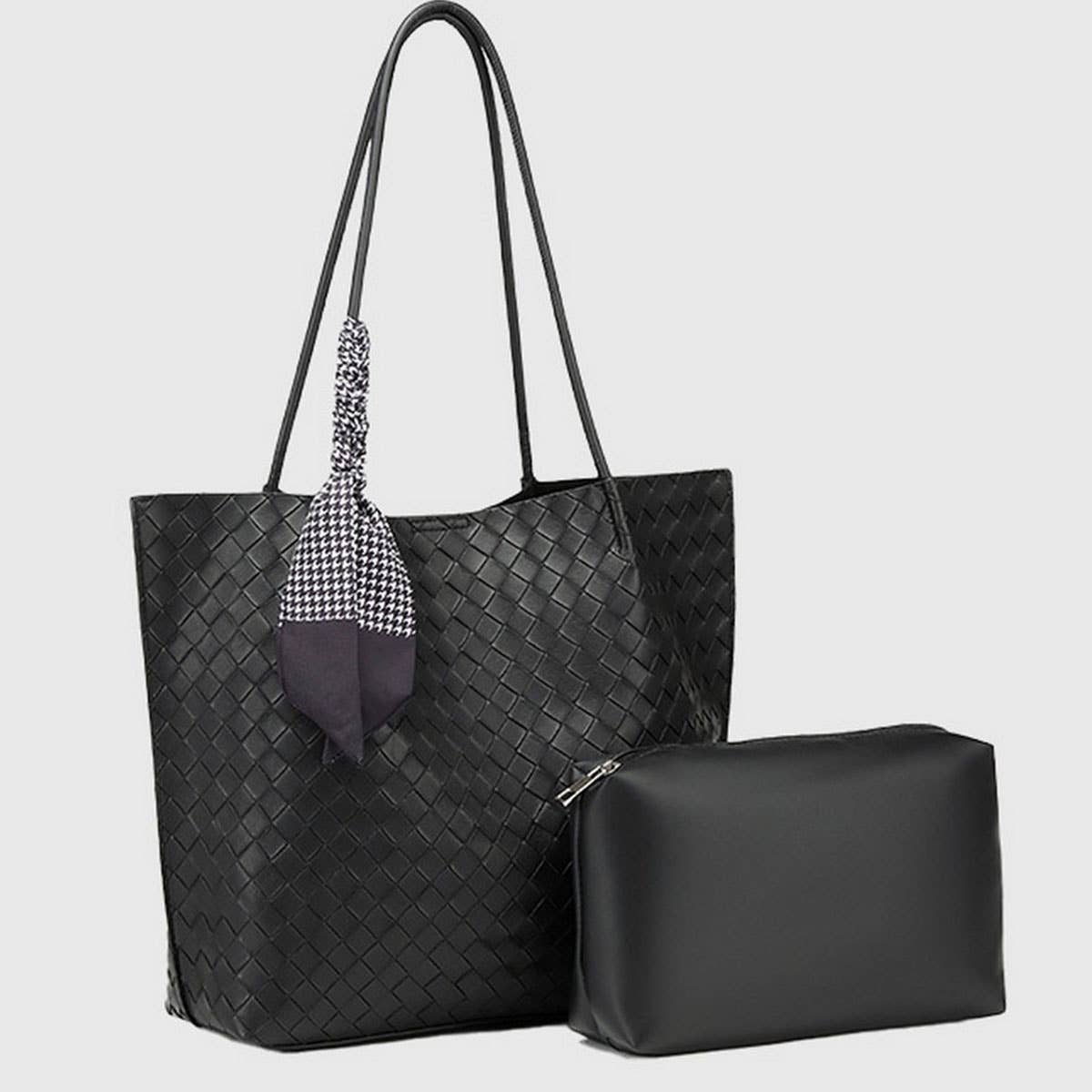 Large Woven Texture Tote Bag ??Stylish & Elegant_CWAB5117