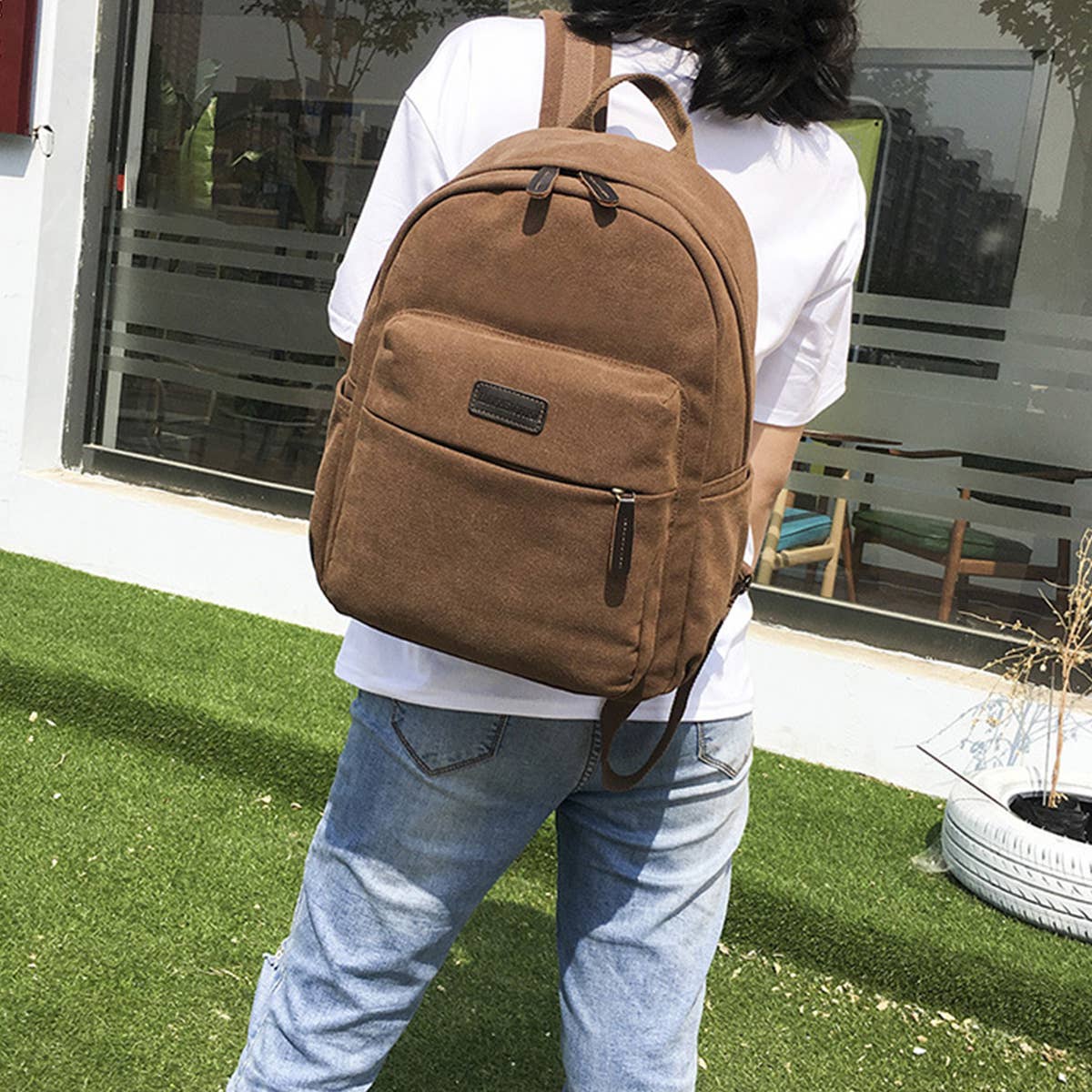 BACK-TO-SCHOOL CANVAS BACKPACK,LAPTOP COMPARTMENT_CWAB2209