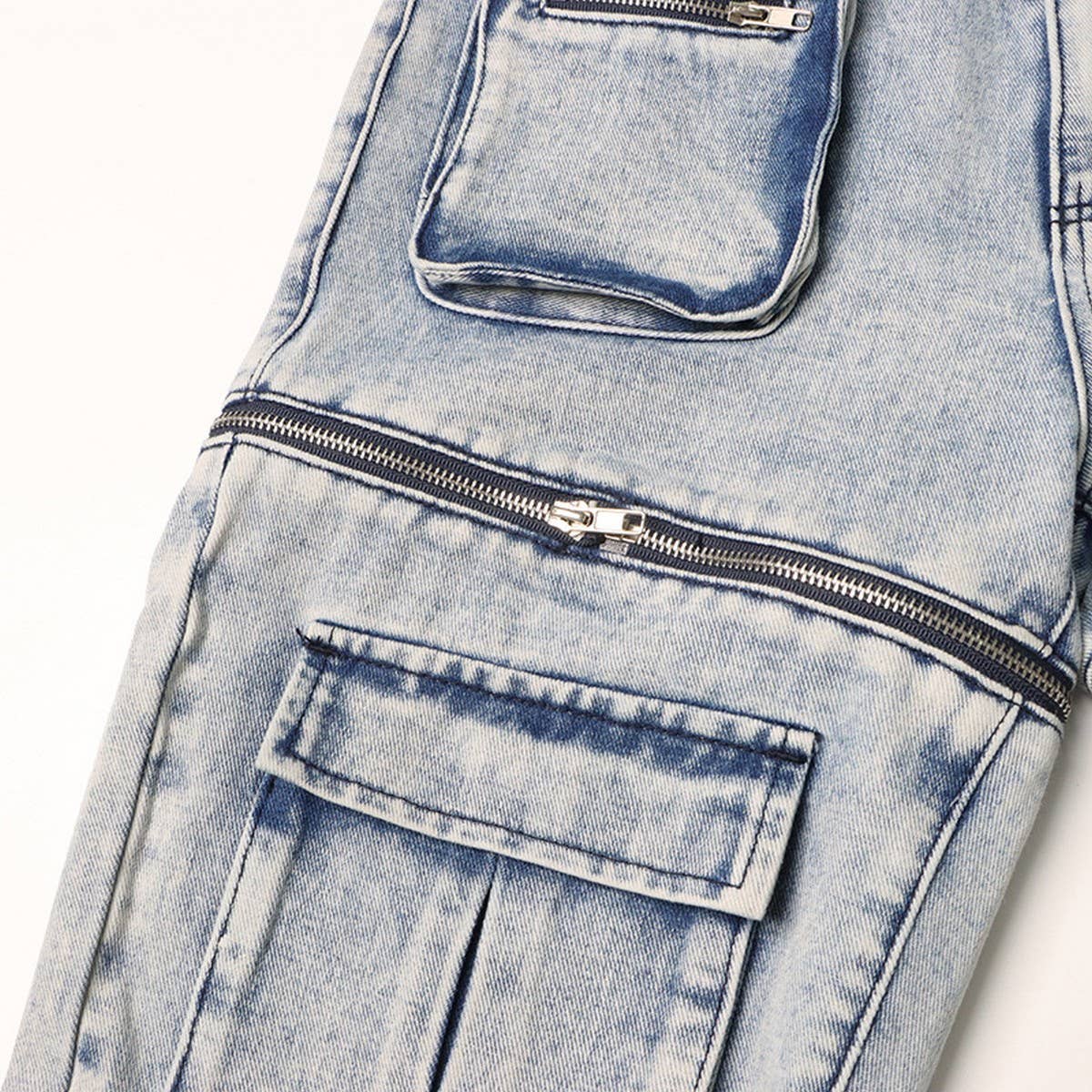 FASHION TRENDY ZIPPER SPLICING MULTI POCKET JEANS_CWJP0195