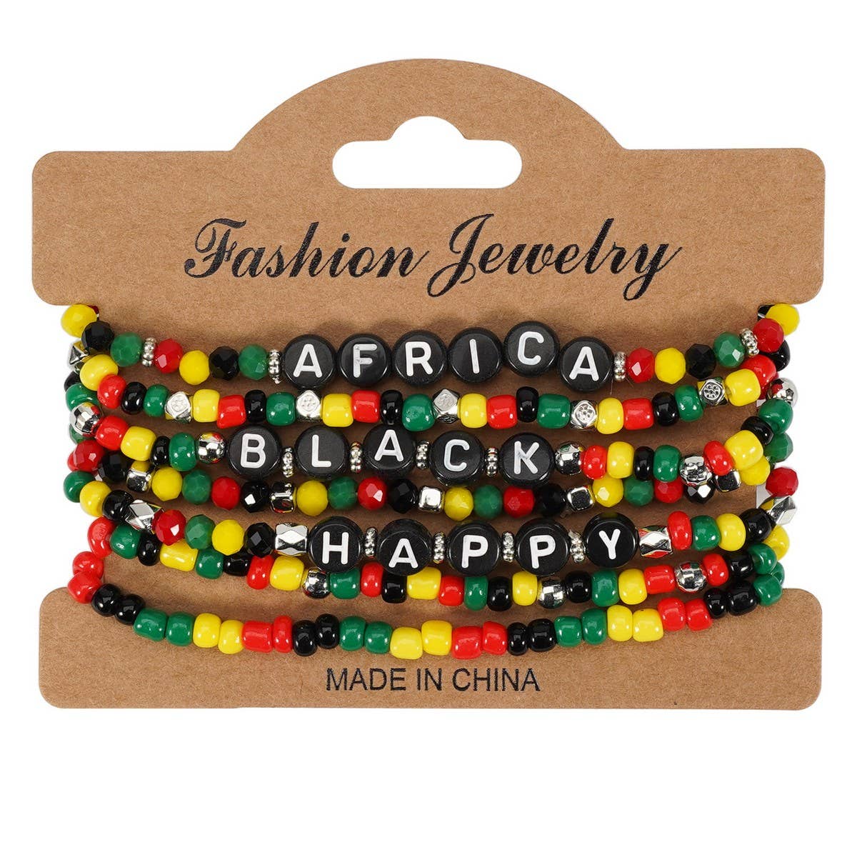 CWAJE05708_BOHO JUNETEENTH AFRICAN BEADED STRETCH BRACELET