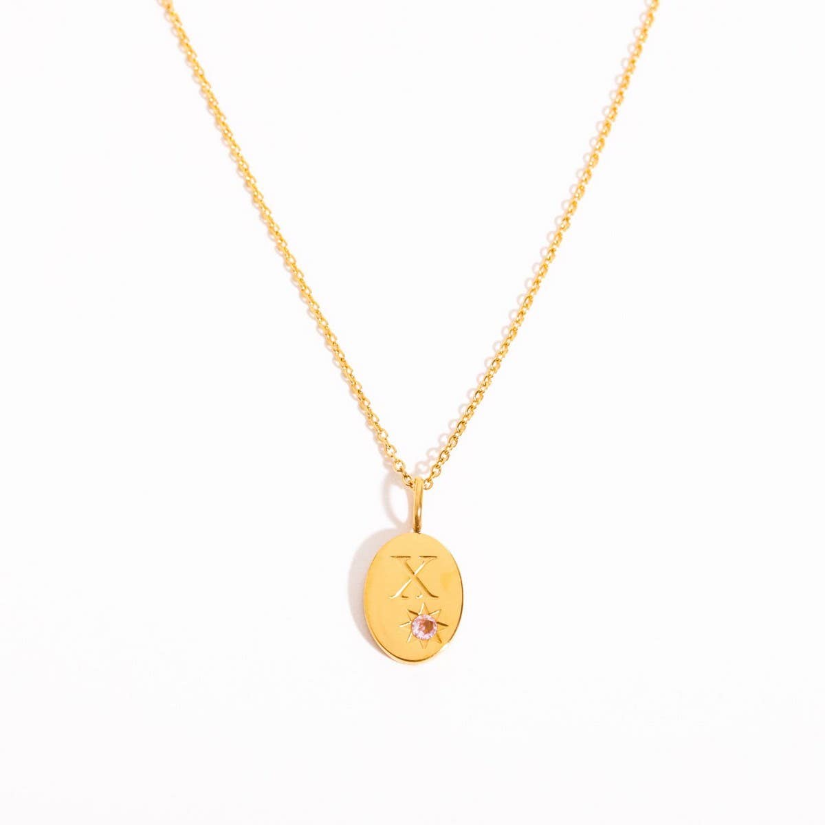 Stainless steel 26 letter zircon pendant necklace_CWMM5536