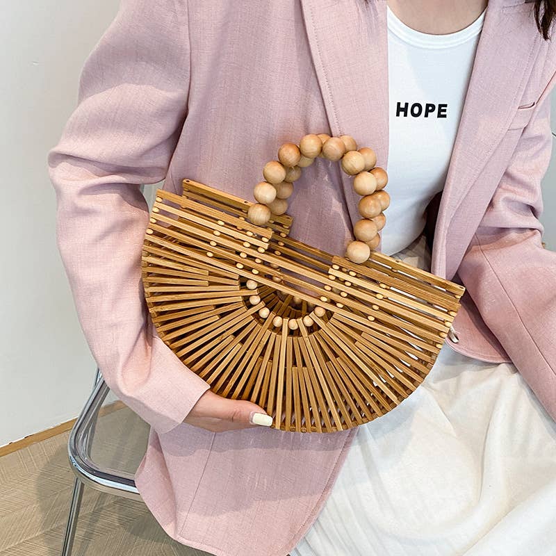 Weave fashionable hollowed-out pearl handbags