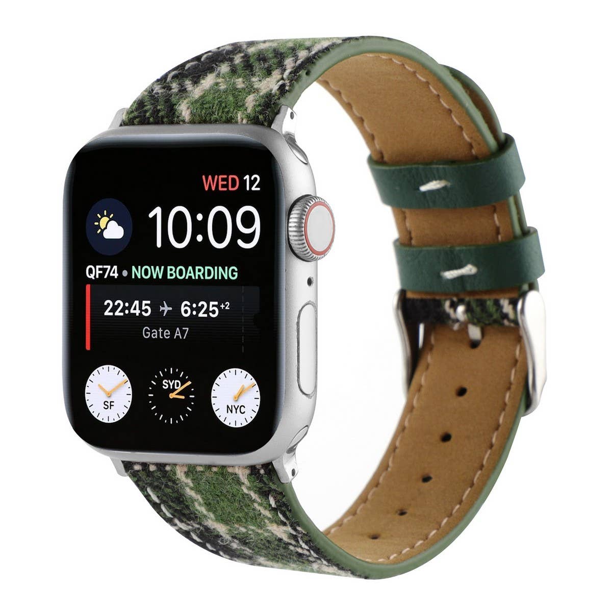 IWATCH8-1 PLUSH CHECKERED LEATHER STRAP