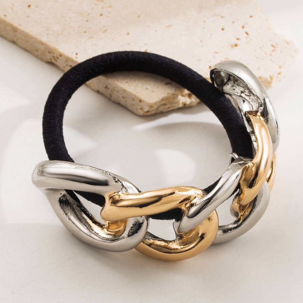 Metallic Rhinestone Elastic Hair Tie for Women