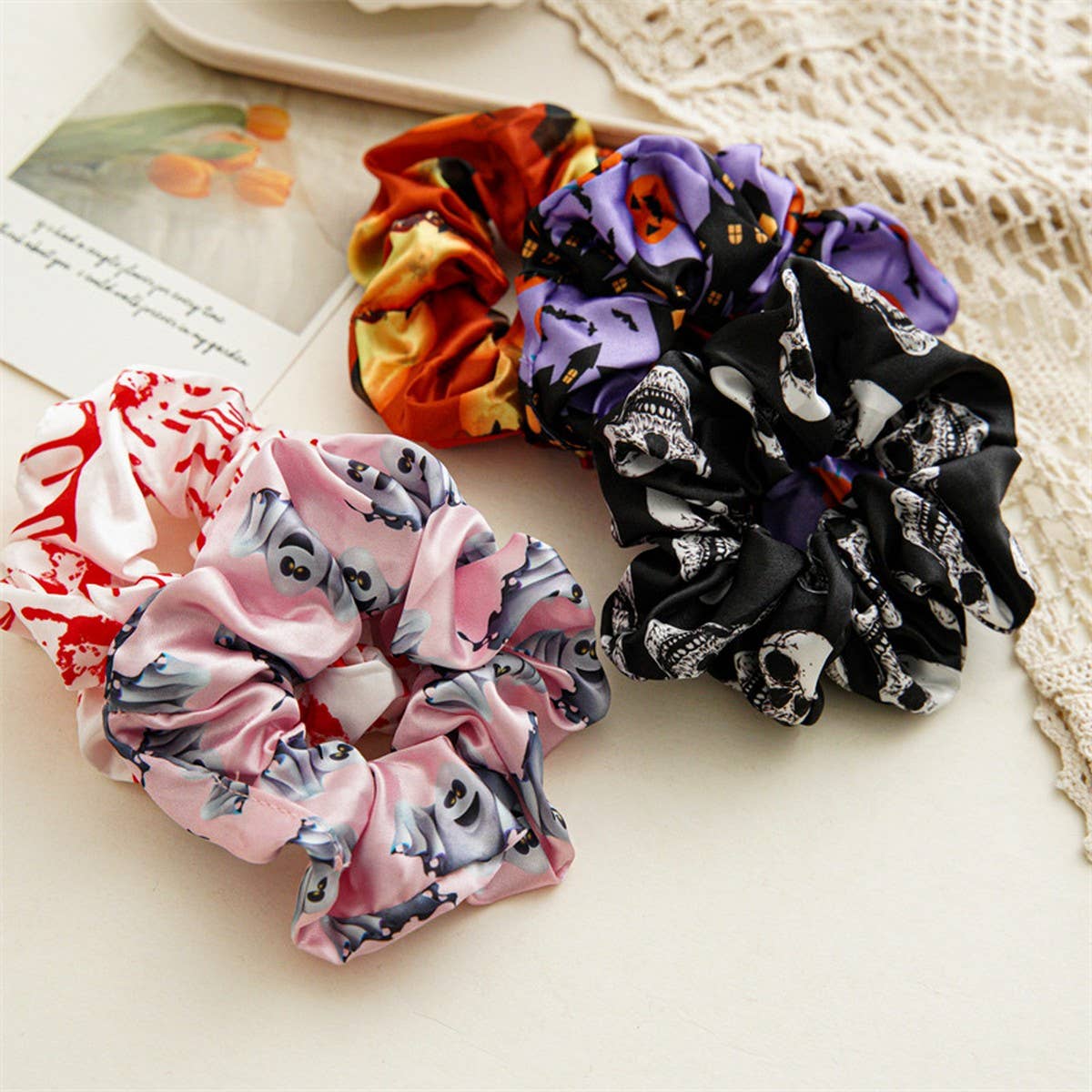 HALLOWEEN PRINTED LARGE INTESTINE HAIR TIE_CWAHA1469