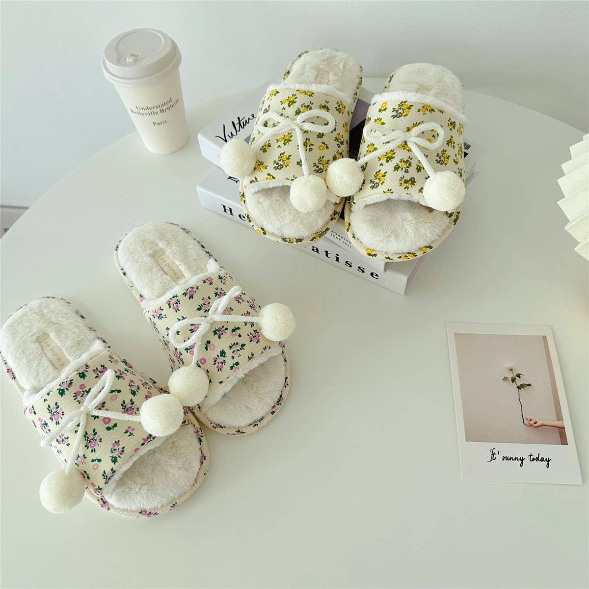 WINTER PLUSH OPEN TOE HOUSE SLIPPERS HOUSE SHOES