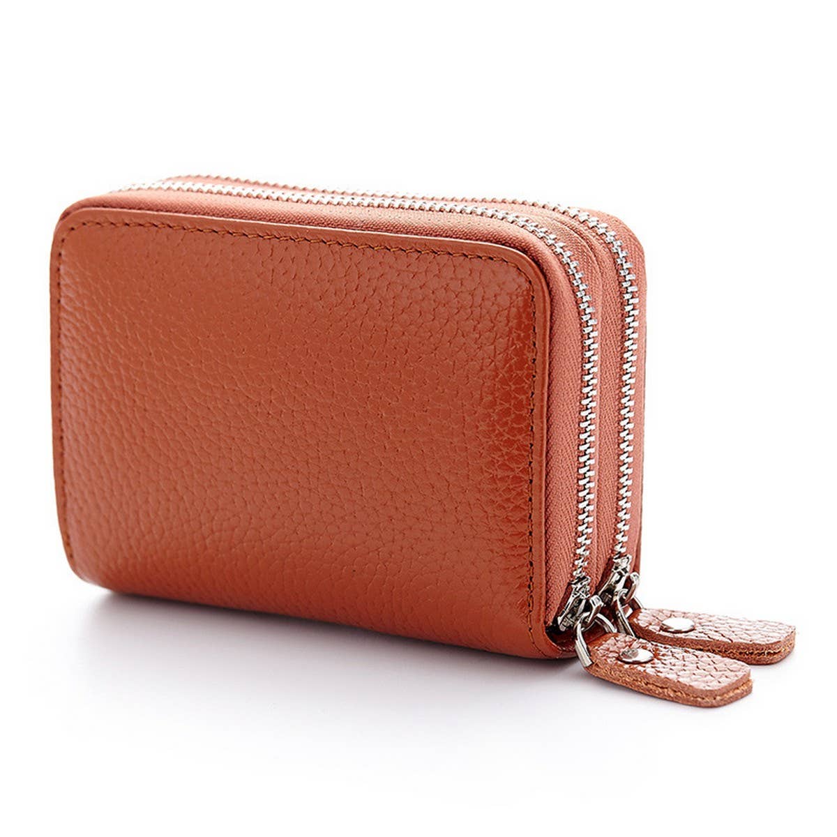 HEAD LAYER COWHIDE DUAL ZIP ZIPPER LEATHER CARD BAG_CWAB3872