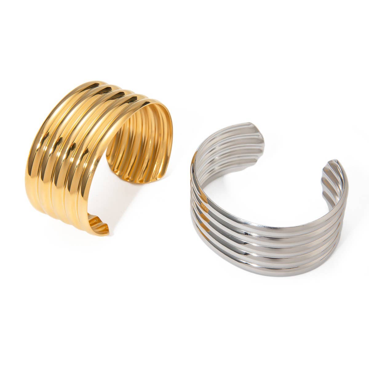 Vintage 18K Gold Multi-Layer Tube Open Cuff