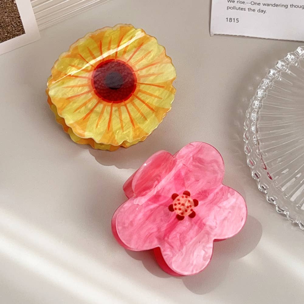 Spring flower grab, sunflower, acrylic hair grab