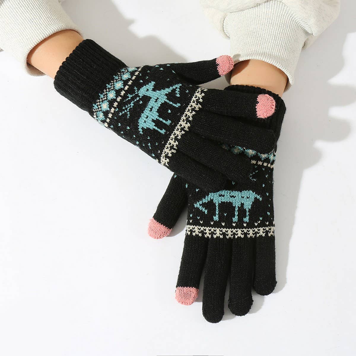 CUTE DEER PLUSH THICK TOUCH SCREEN GLOVES_CWAG0151