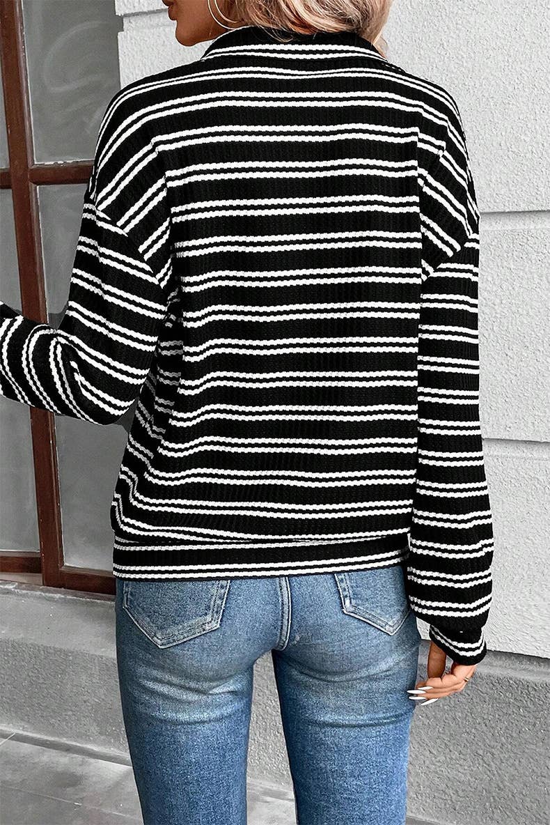 ZIPPER COLLAR LONG SLEEVE PRINT TEXTURE HOODIE