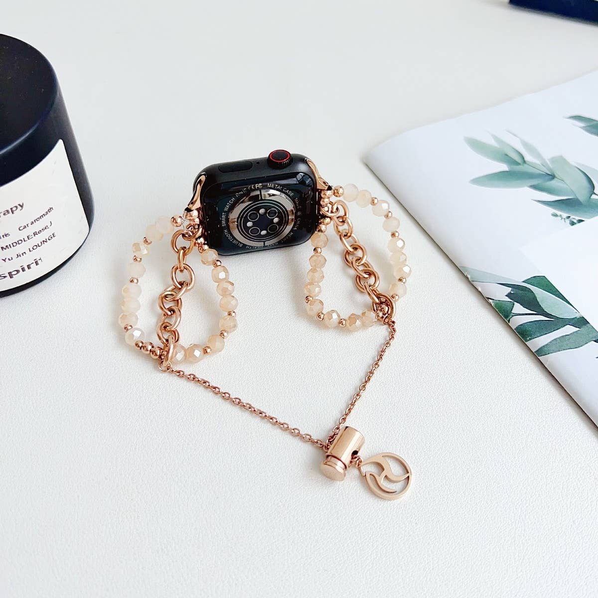 APPLE WATCH 9 STAINLESS STEEL BEADED BRACELET STRAP_CWWW0065