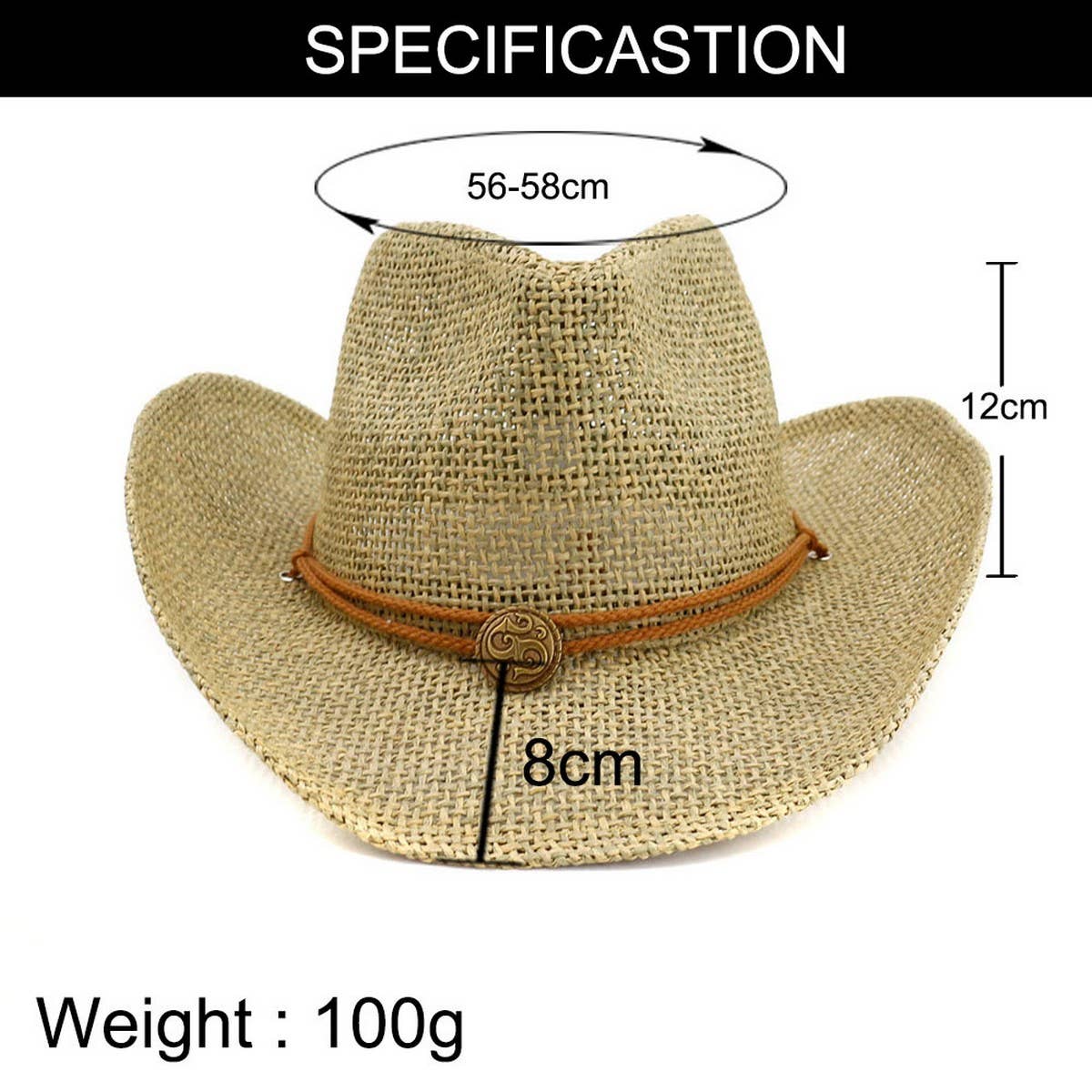 WESTERN COWBOY SUN SHADING STRAW HAT_CWAH1248