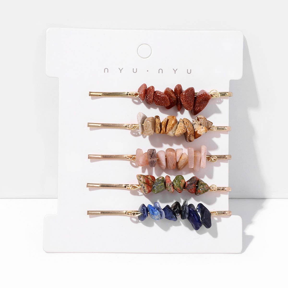 Natural Red Stone Hair Clip Set - Simple & Elegant_CWAHA1763