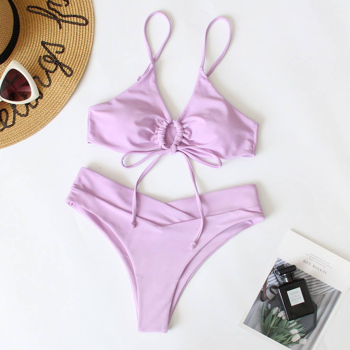 Women's Tie-Front Bikini - Multi-Color Sexy Swimwea