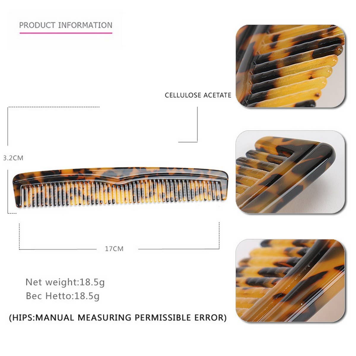 GRADIENT TEETH HAIR COMB LONG COMB 4.0MM THICKCOMB