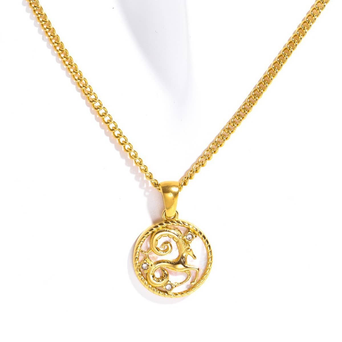 12 Constellations Shell Coin Necklace_CWMM3750