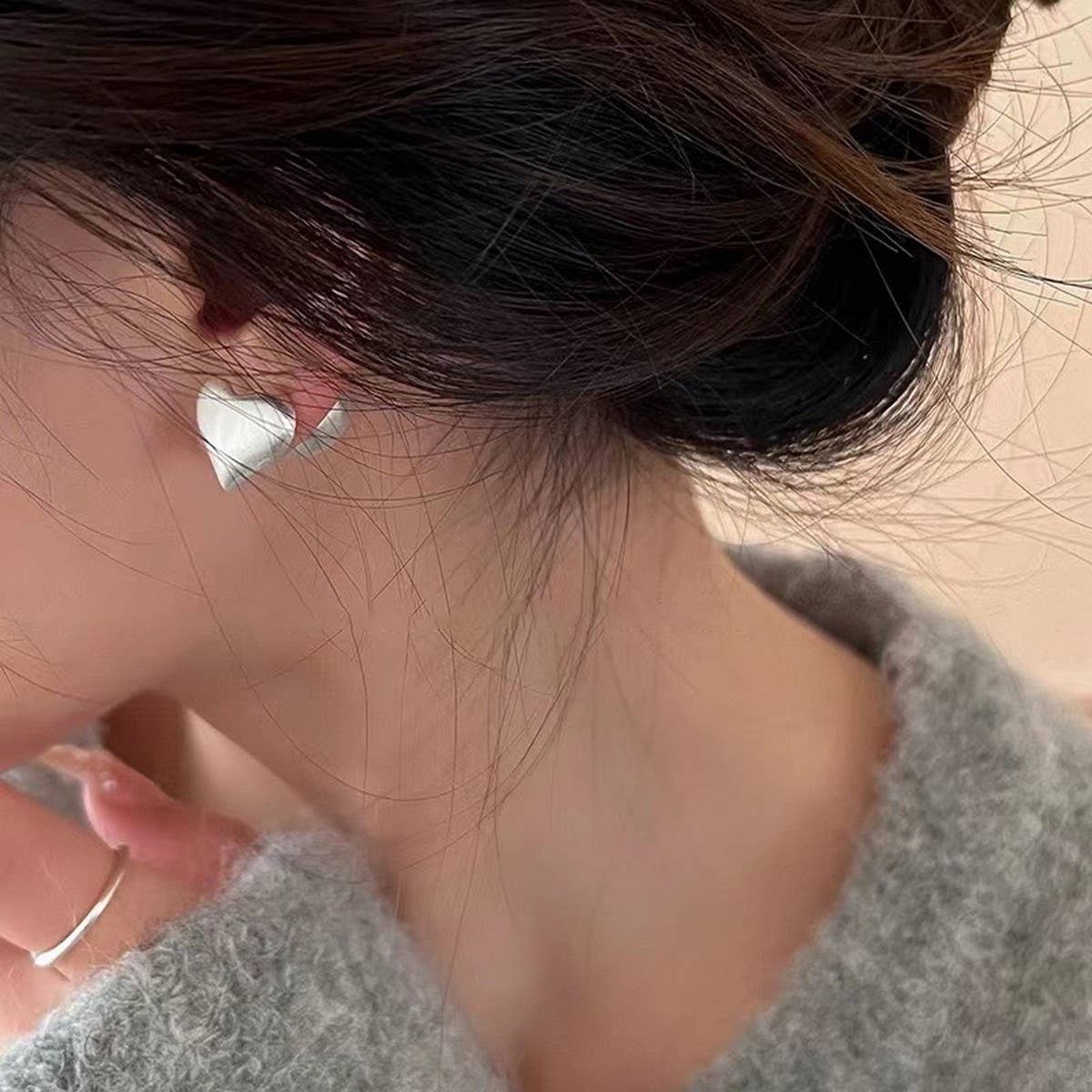 VALENTINE'S DAY FASHION HEART PEARL METAL EARRINGS