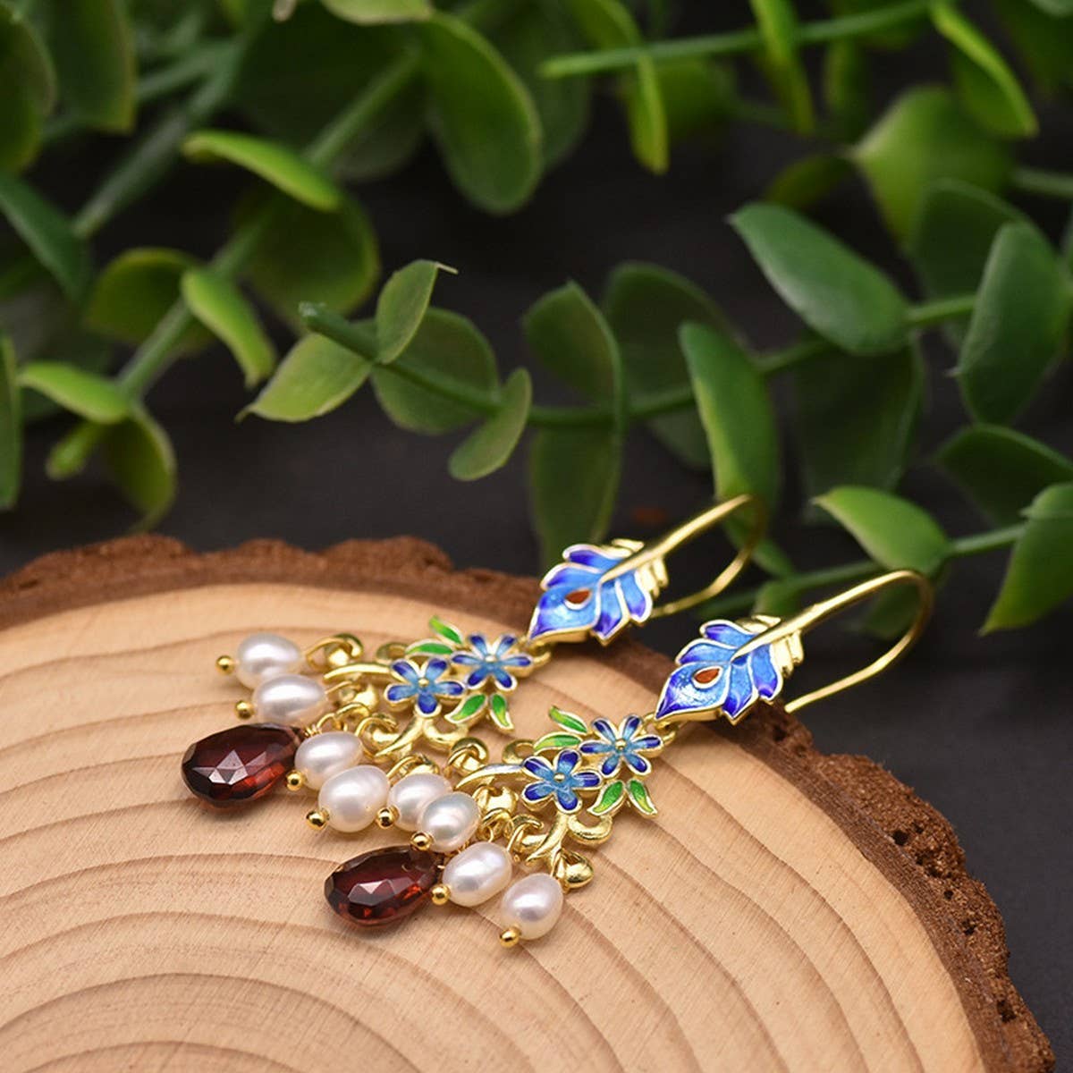 NEW HIGH-END PEACOCK FRESHWATER PEARL EARRINGS