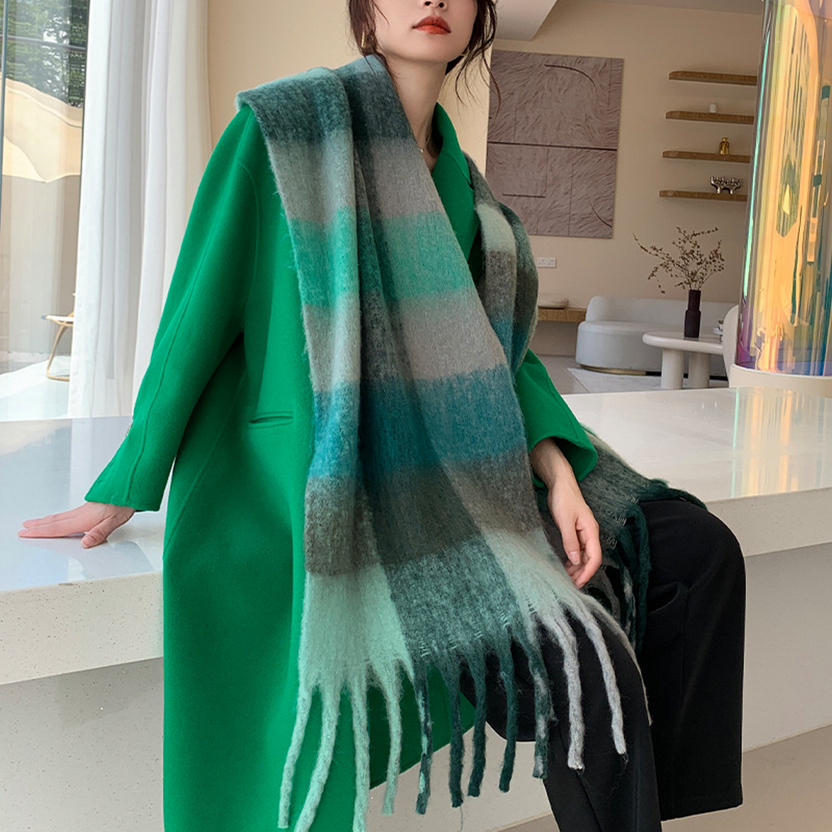 Plush AC Scarf ??Thick Soft Winter Wrap_CWASC2701