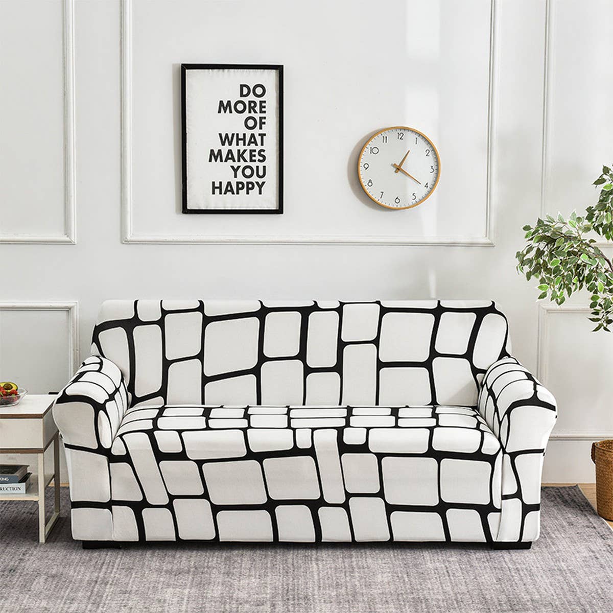 Printed Milk Silk Sofa Cover, Stretch & Full Fit_CWMM8325