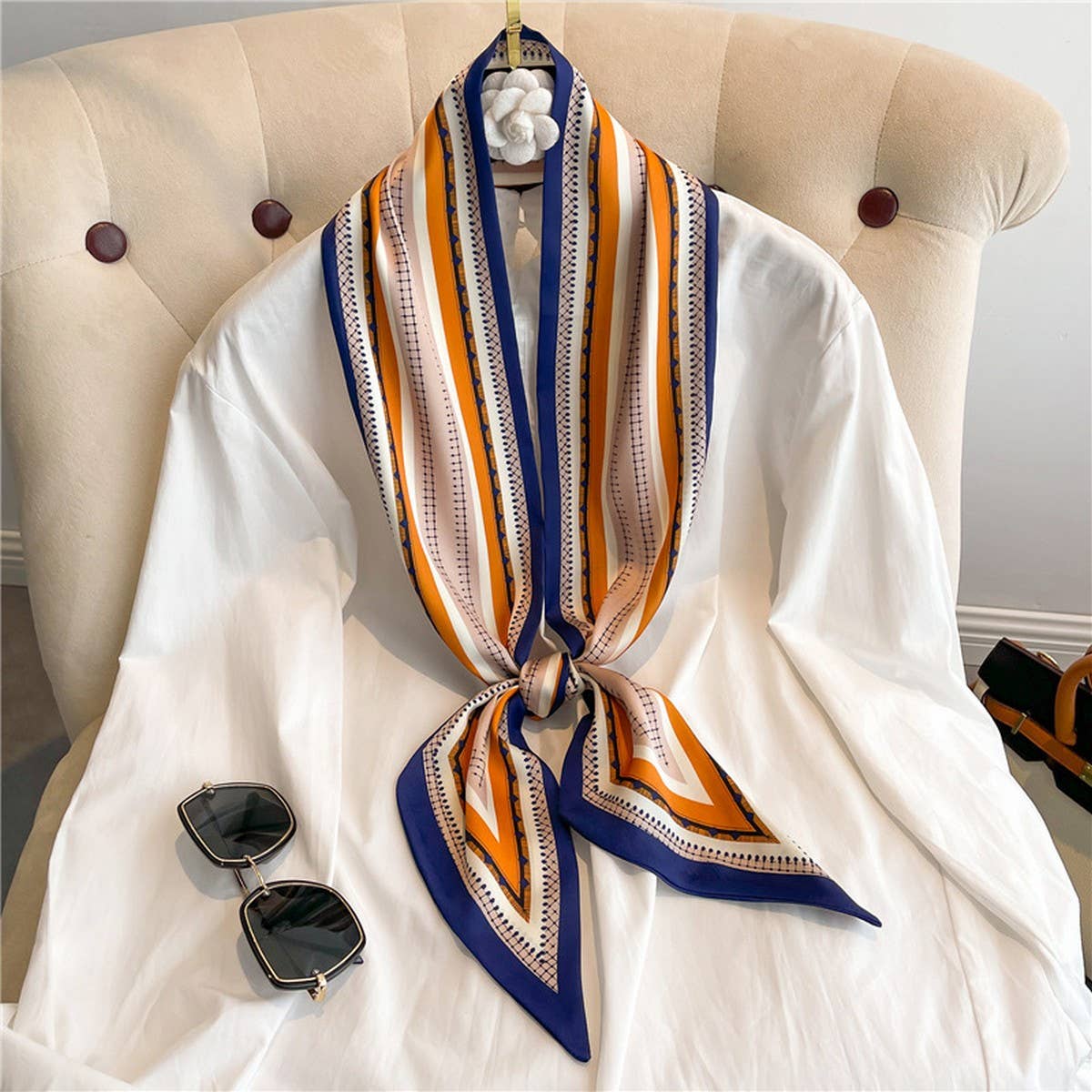 Skinny Silk Scarf for Hair, Neck or Bag Wrap_CWASC1512๐๏ธ