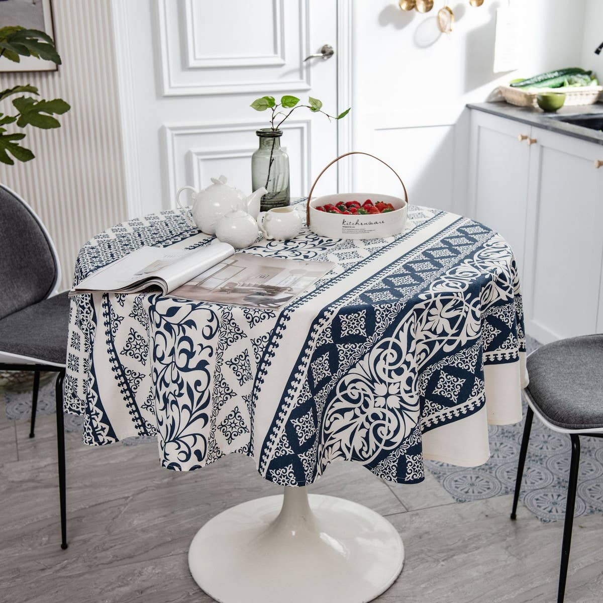 GREEN PINE BRANCH PRINTED DINING TABLE