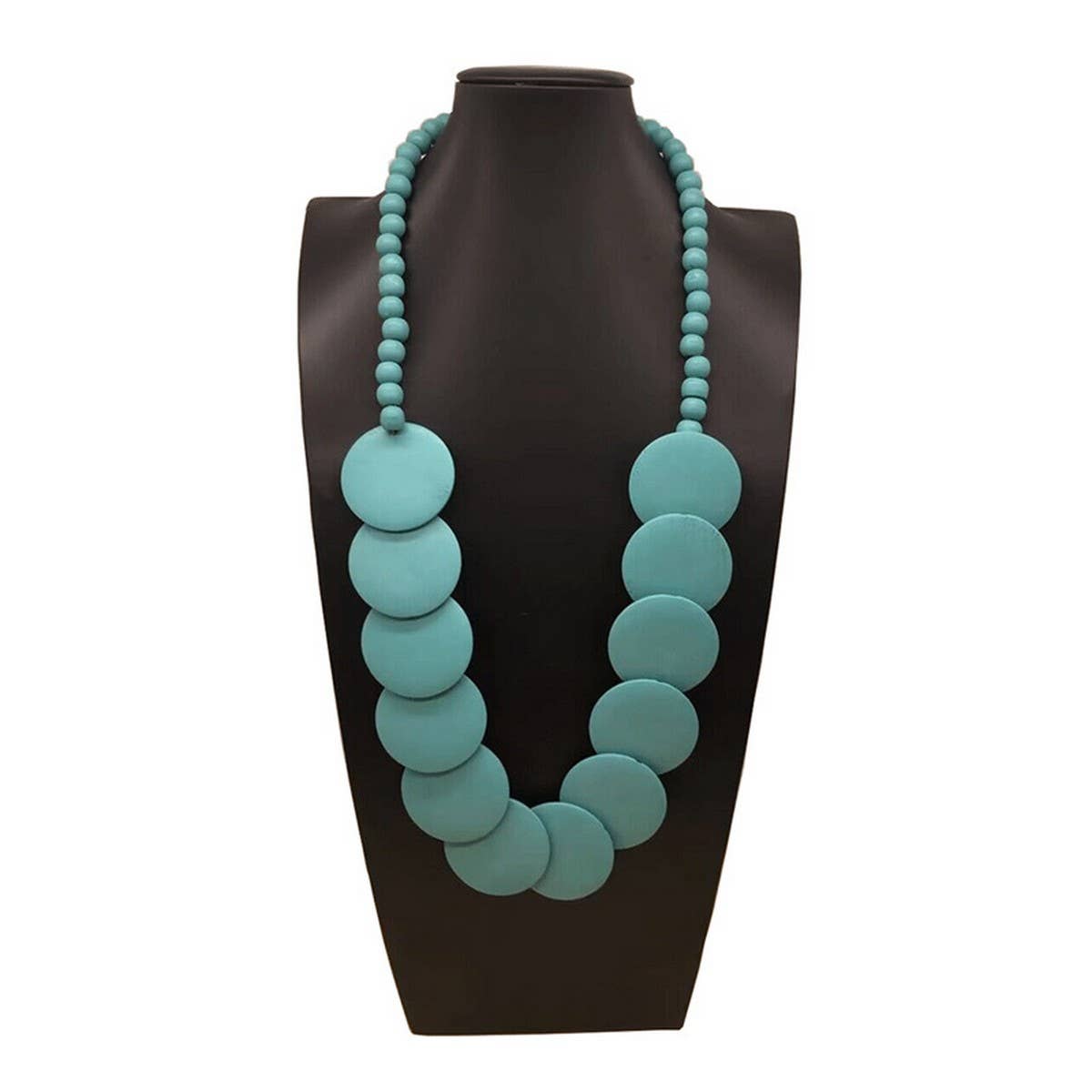 HANDMADE LARGE ROUND WOODEN BEAD LONG NECKLACE