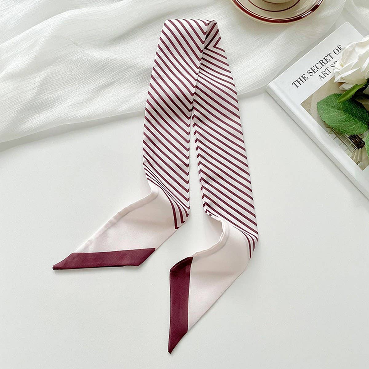 VERSATILE BLACK STRIPED SCARF HEADBAND SCARF