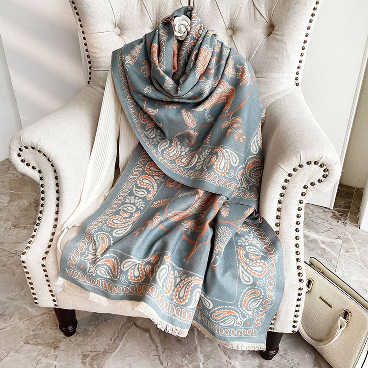 Printed Tassel Shawl Blanket Scarf for Office-Fall_CWASC0191