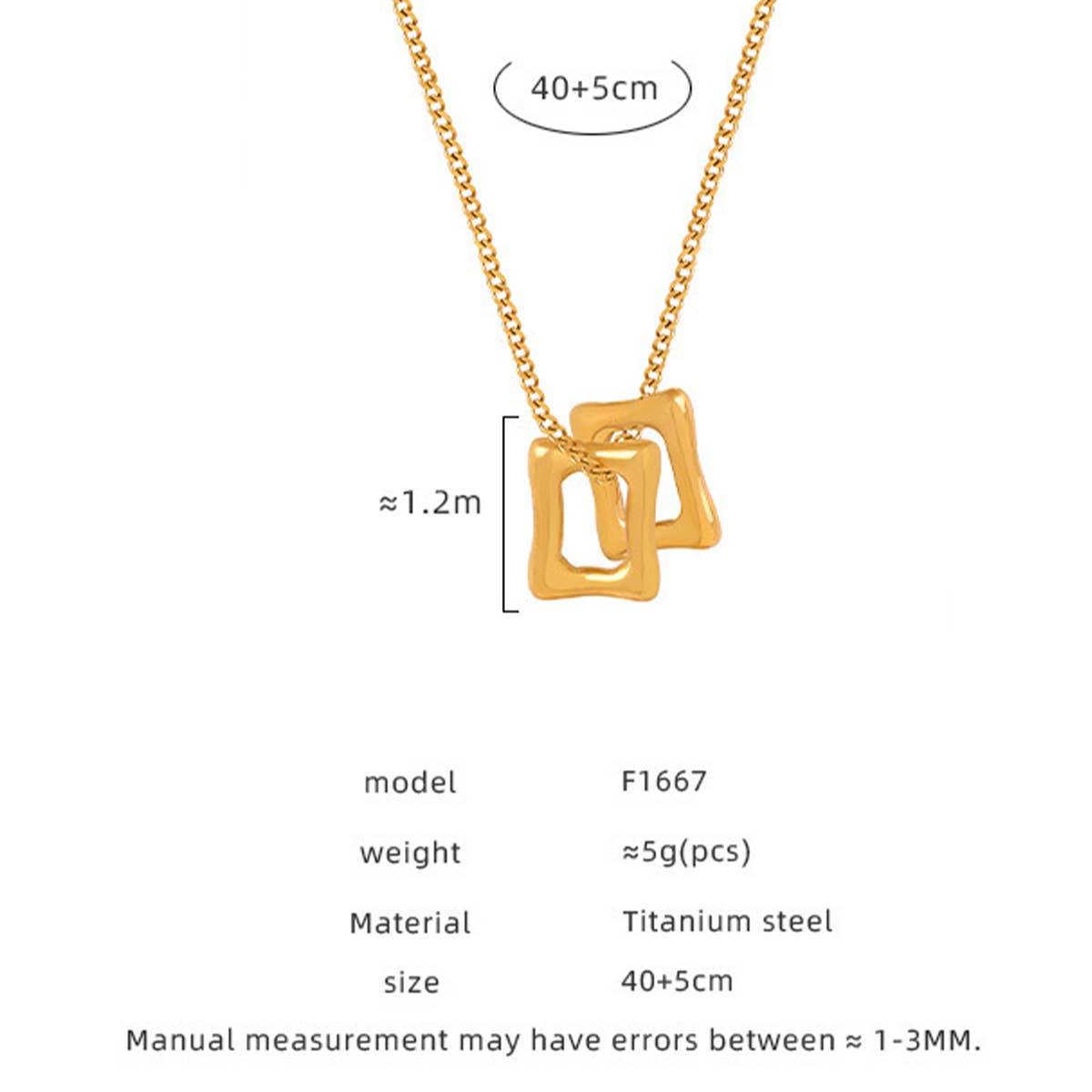HOLLOW SQUARE PENDANT TITANIUM STEEL NECKLACE
