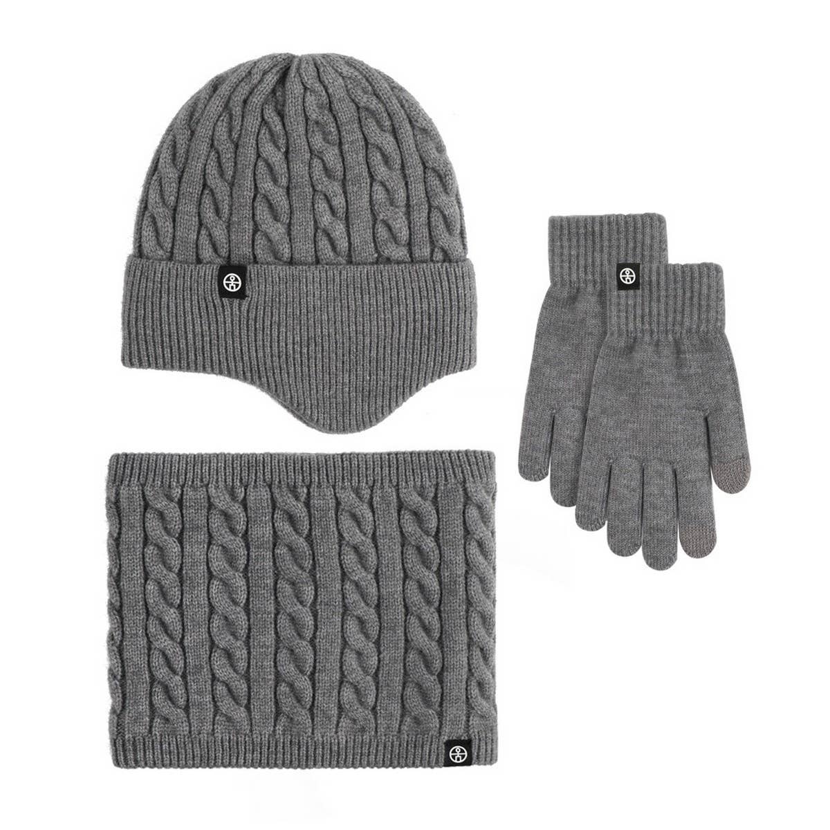 WINTER OUTDOOR VELVET SCARF WARM THREE-PIECE SUIT