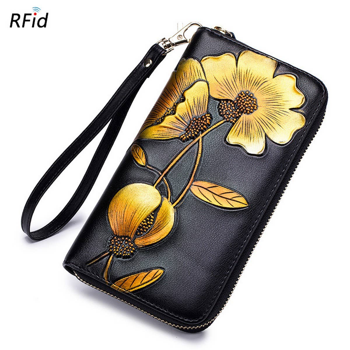 FASHION COWHIDE LONG ZIPPER GENUINE LEATHER WALLET_CWAB3736