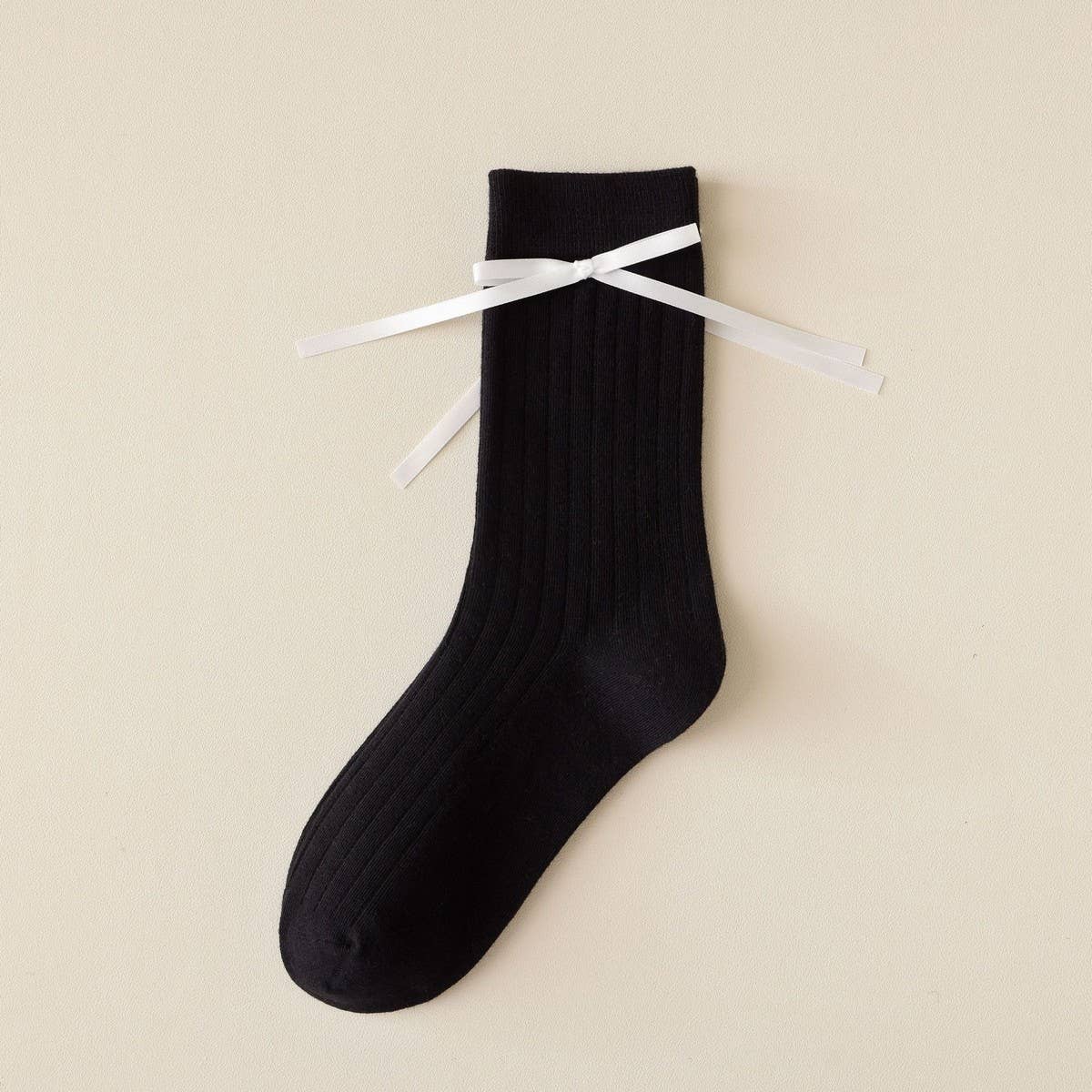 PURE COLOR SWEET BOW BALLET STYLE GIRL SOCKS_CWMS1362