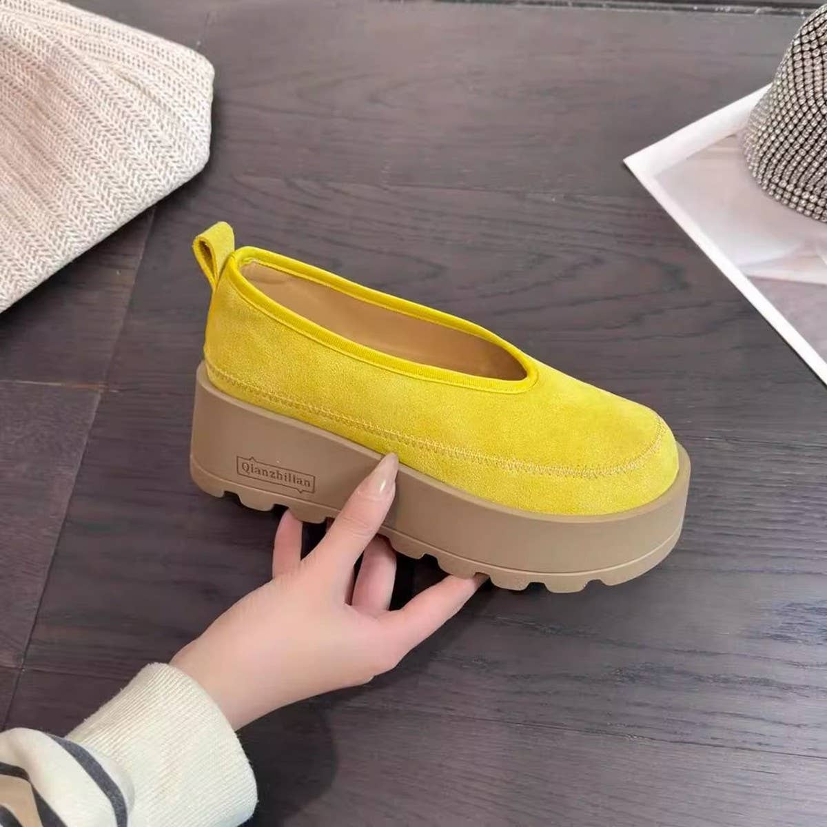 Chunky Leather Birkenstyle Round Toe Sneakers